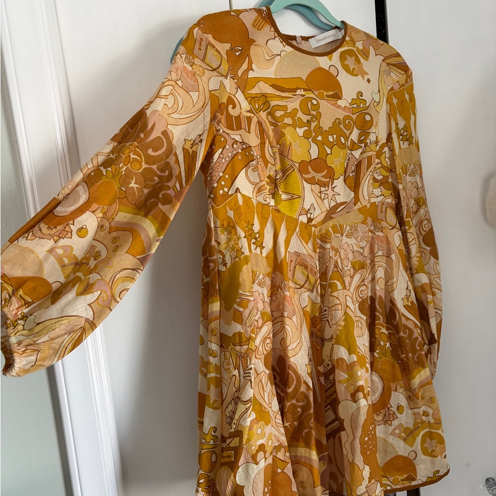 Zimmermann Mustard and Cream Floral Dress